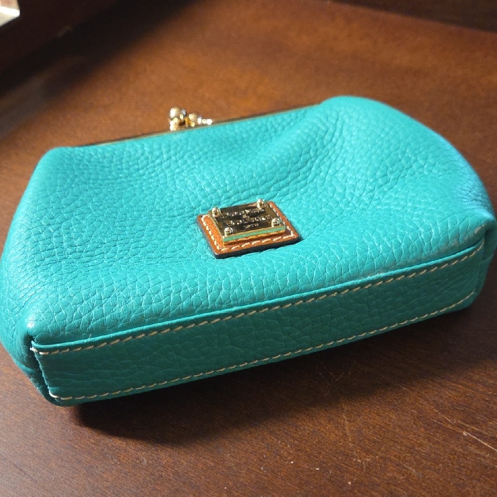 Turquoise Pebbled Leather Women's Coin Purse - Unbranded